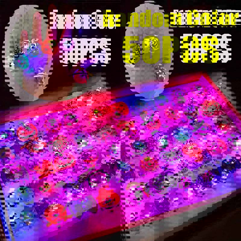 LED Halloween Rings - Glowing Pumpkin Ghost Skull Finger Rings for Party Decorations