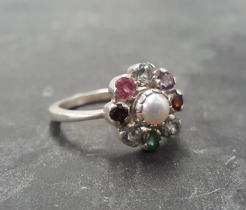 Customizable Mothers Birthstone Ring in Solid 925 Sterling Silver