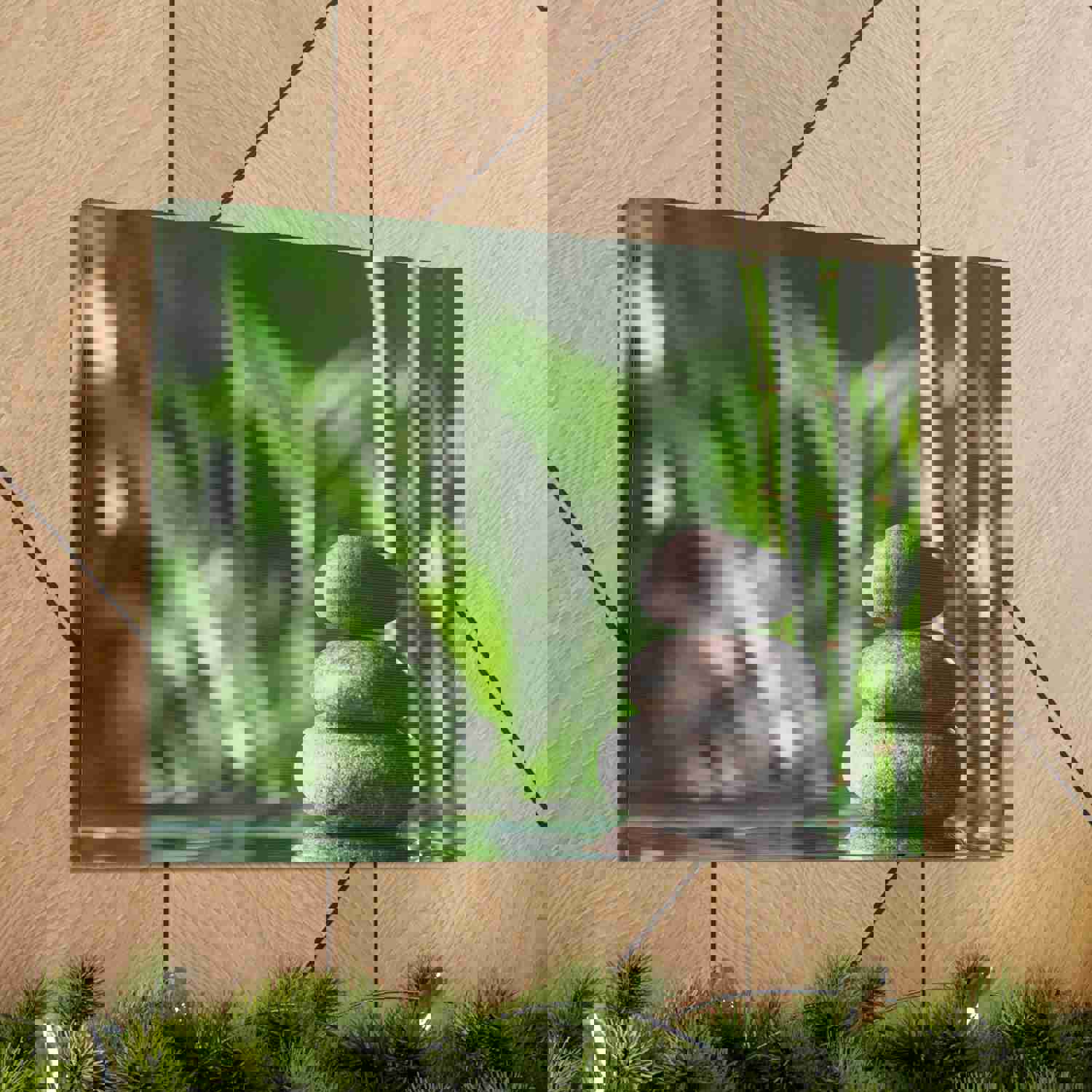 Stacked Stones on Water Forest Floral Nature Photography Canvas Wall Art for Home Decor