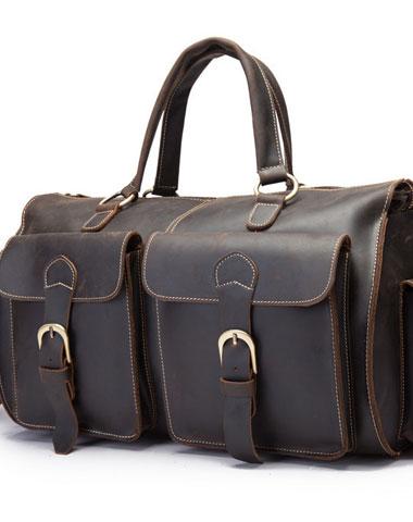 Leather Men's Weekender Travel Duffle Bag - Vintage Overnight Bag