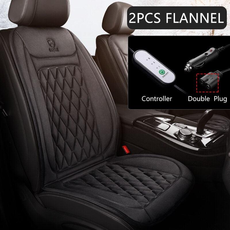 12V Heated Car Seat Cushion - Universal Flannel Car Seat Warmer with 3 Temperature Settings