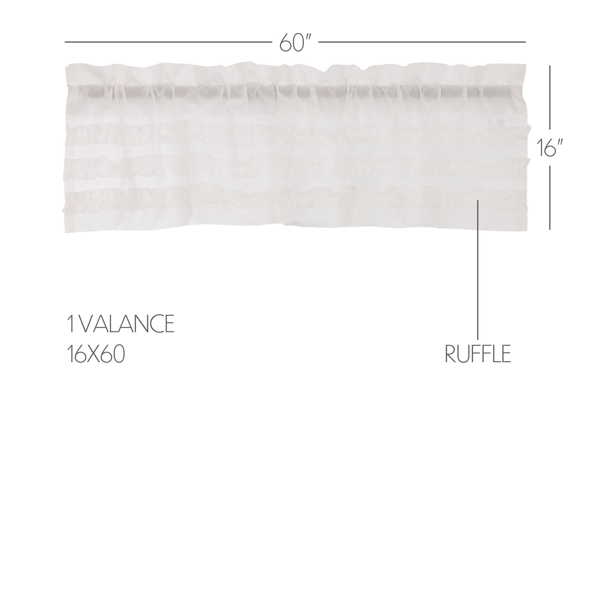 Farmhouse Valance White Ruffled Sheer Petticoat Window Curtain