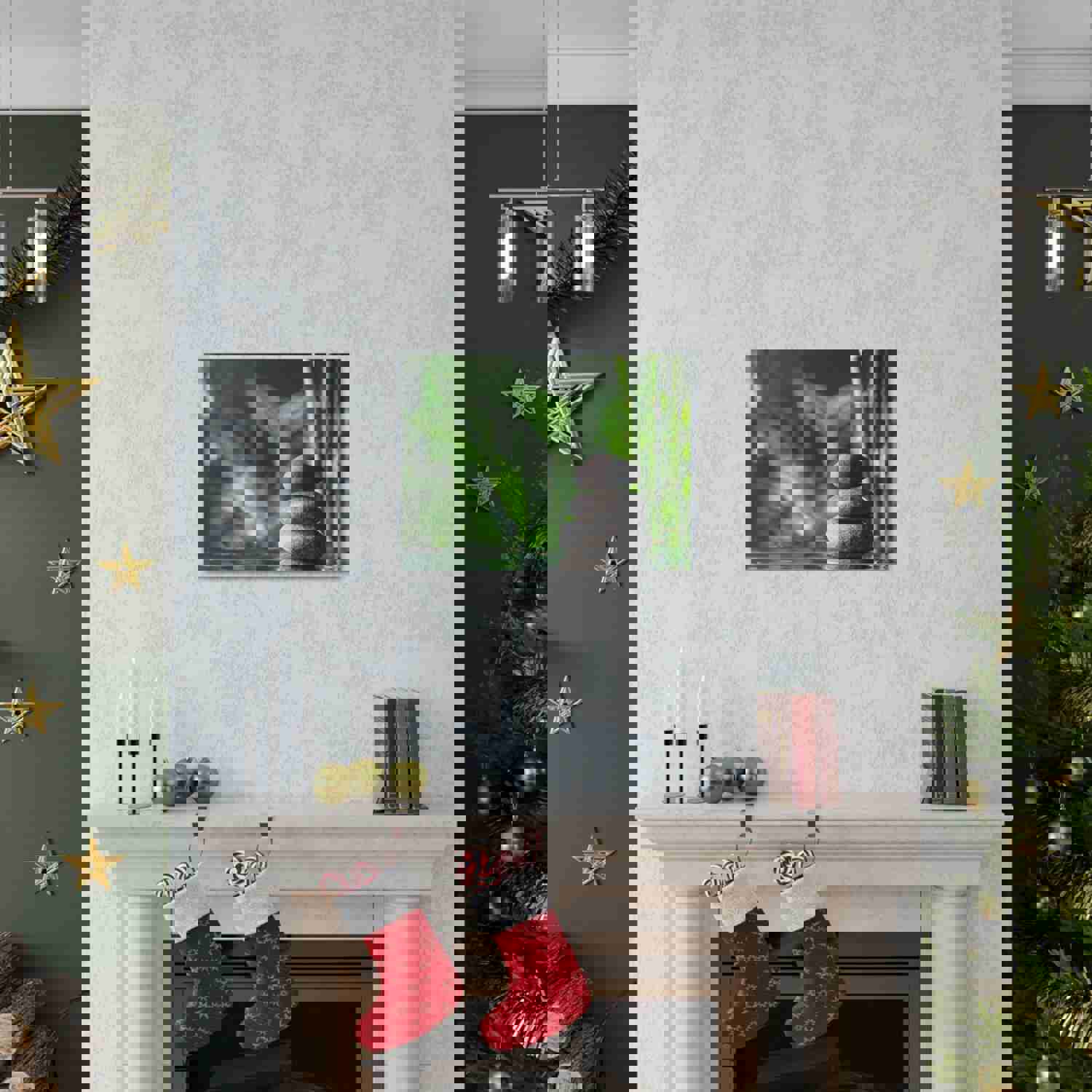 Stacked Stones on Water Forest Floral Nature Photography Canvas Wall Art for Home Decor