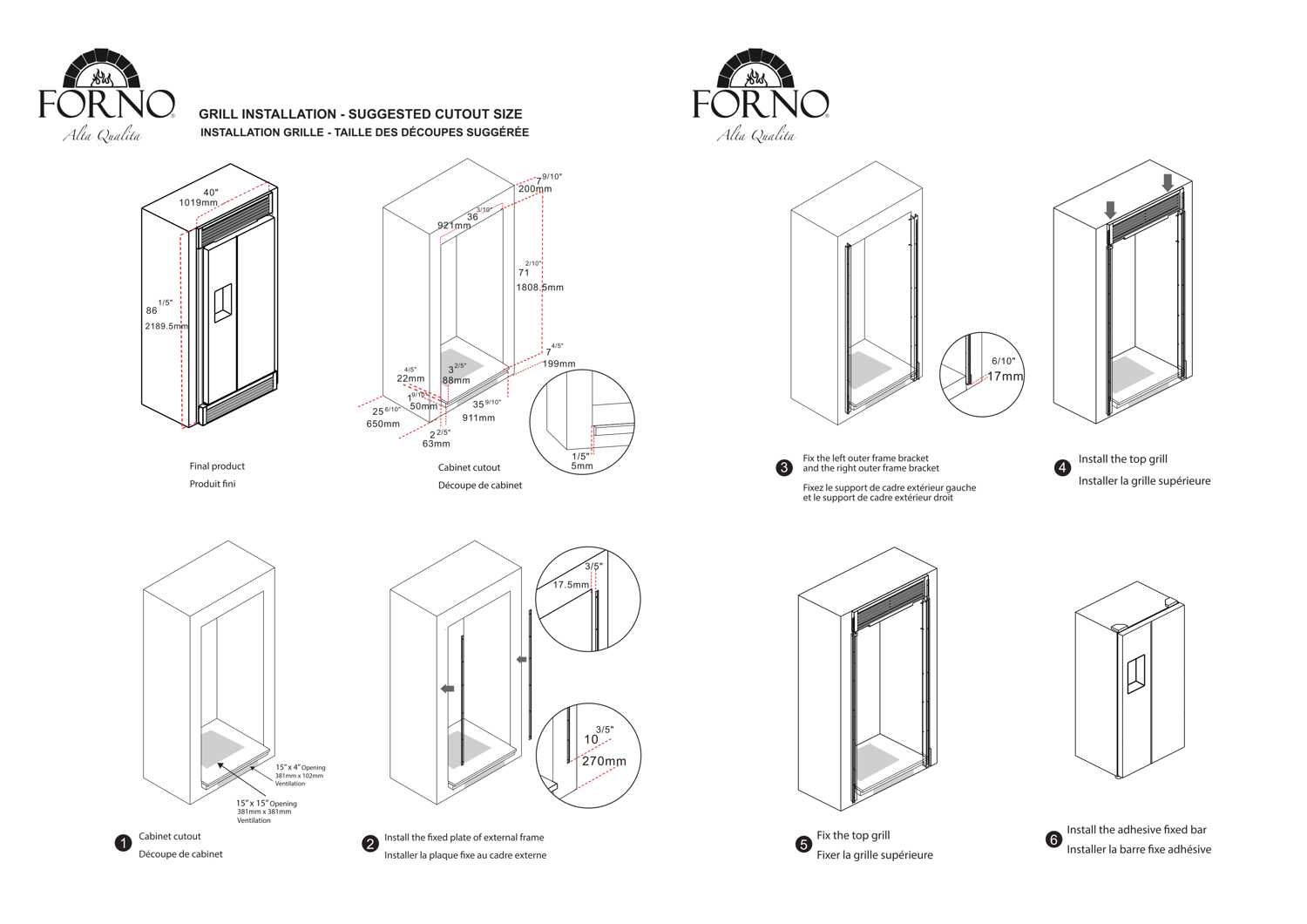 Forno 36-Inch Built-In Side-by-Side 20 cu.ft Stainless Steel Refrigerator with Water Dispenser and Ice Maker