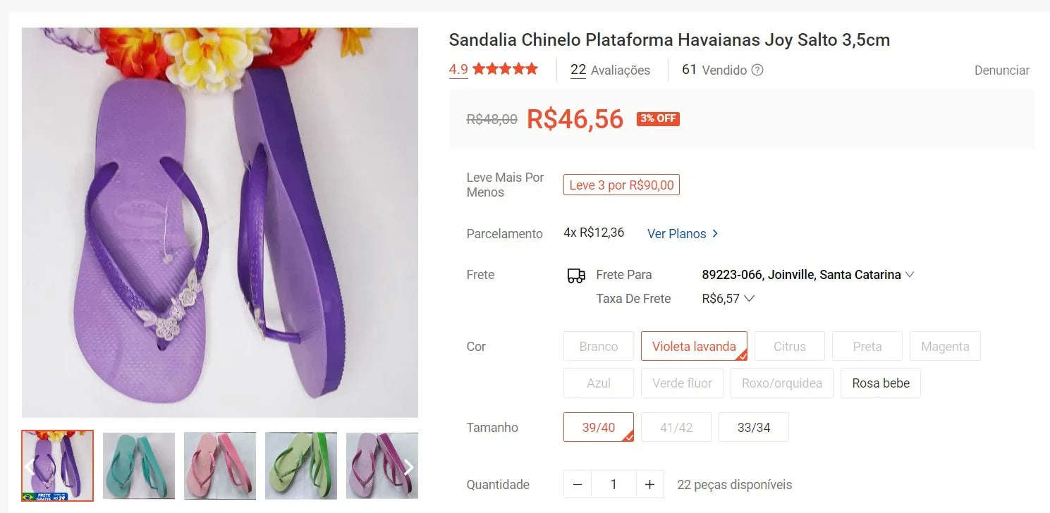 Havaianas Joy Platform Sandals - 3 Pairs (Size 39/40) - DDP Shipping