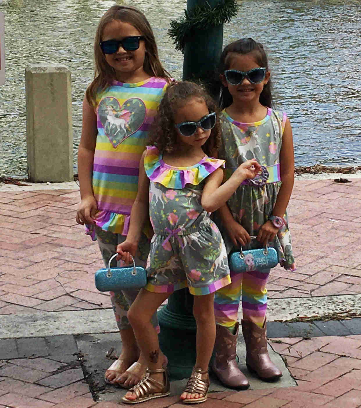 AnnLoren Little Big Girls Jumpsuit - Magical Unicorn Rainbows Spring One-Piece Boutique Clothing