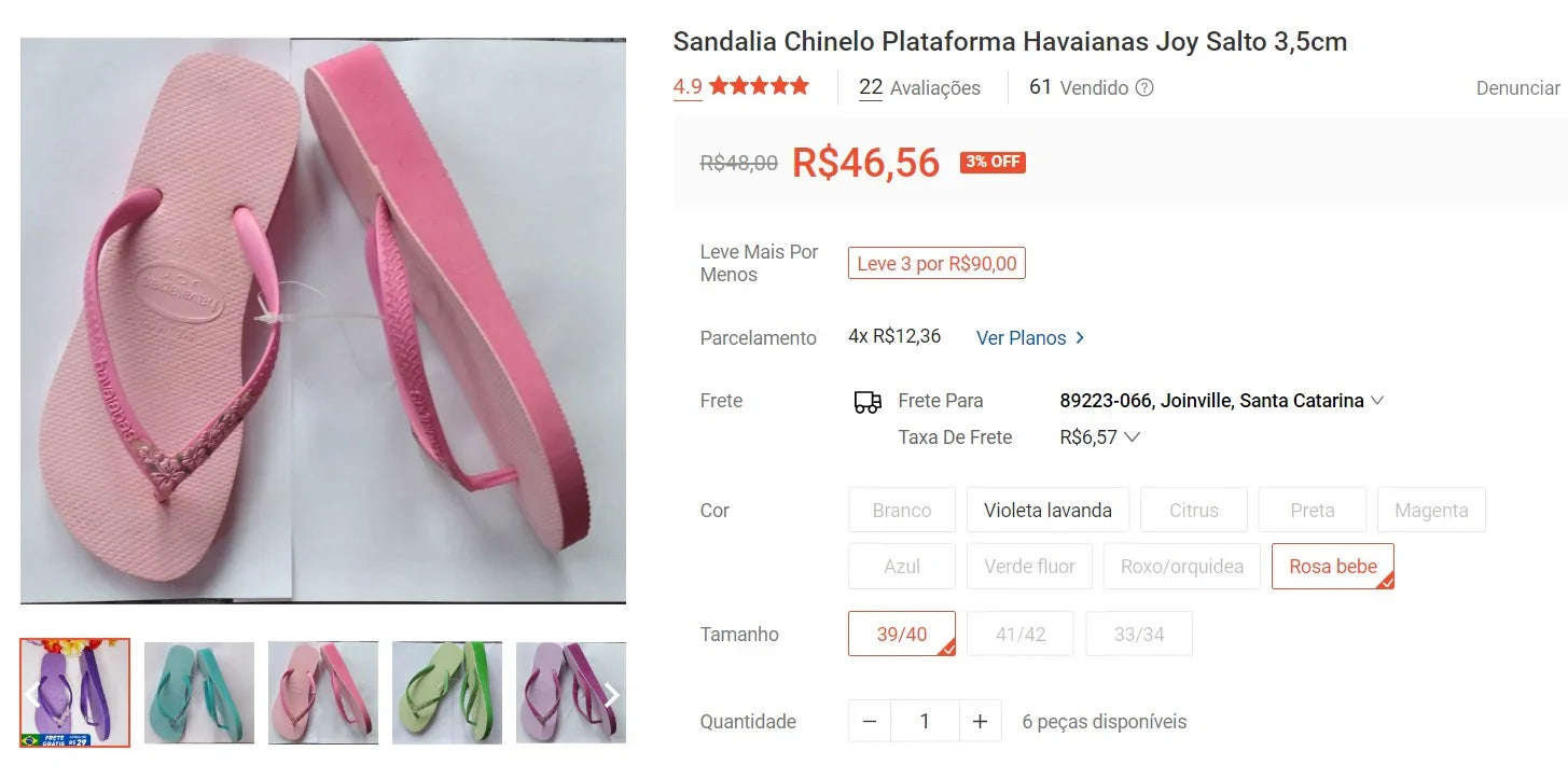 Havaianas Joy Platform Sandals - 3 Pairs (Size 39/40) - DDP Shipping