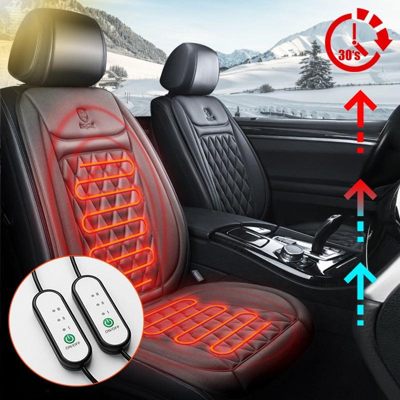 12V Heated Car Seat Cushion - Universal Flannel Car Seat Warmer with 3 Temperature Settings