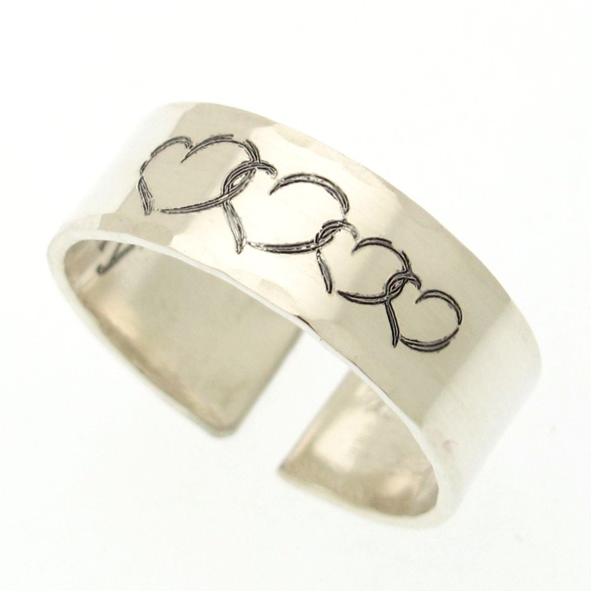 Hearts Ring - Custom Mom Gift, Personalized Sterling Silver Adjustable Ring