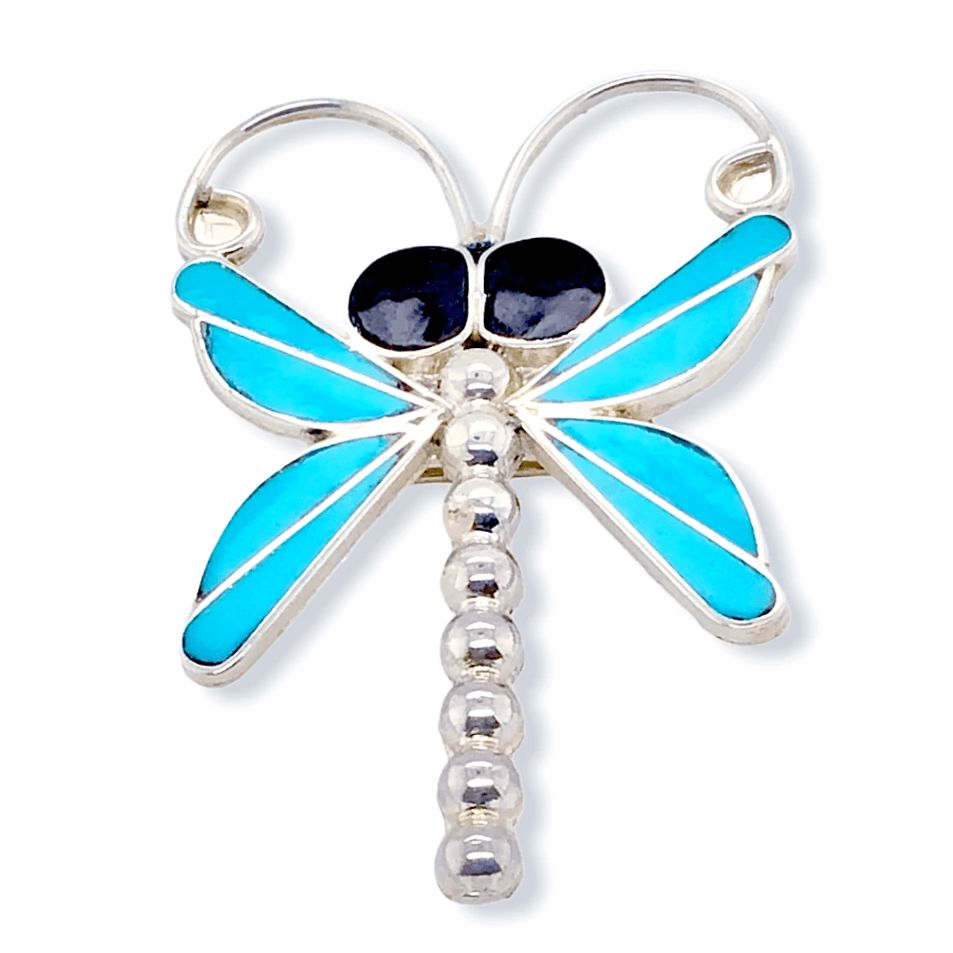Zuni Wide-Eyed Dragonfly Brooch Pin/Pendant by Emma Edaakie