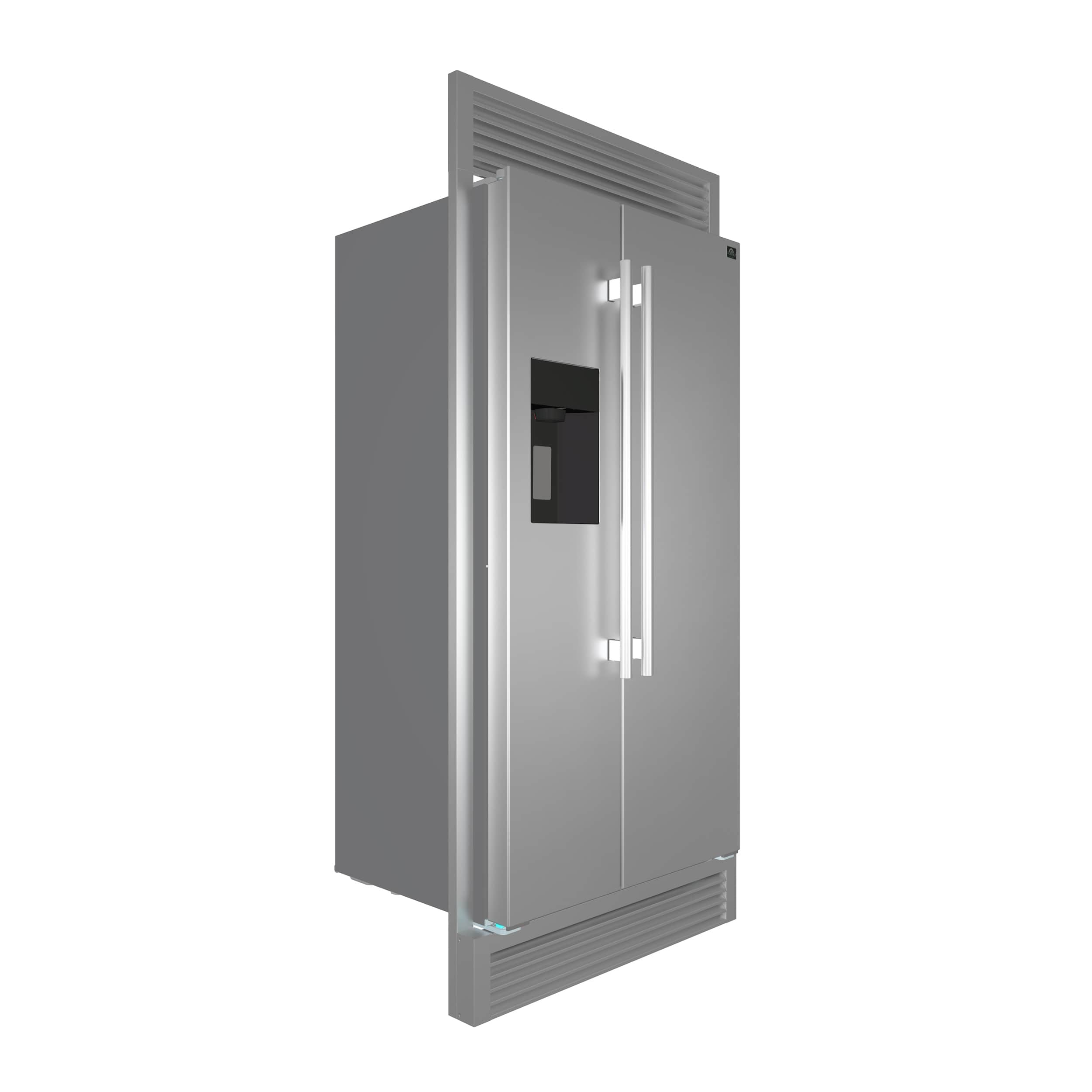 Forno 36-Inch Built-In Side-by-Side 20 cu.ft Stainless Steel Refrigerator with Water Dispenser and Ice Maker