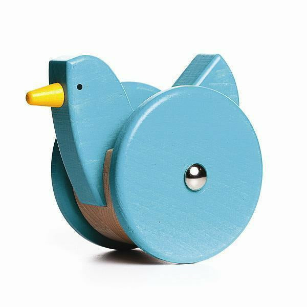 Bajo Wobbling Chicken Push/Pull Toy - Wooden Wobble Toy for Kids and Adults