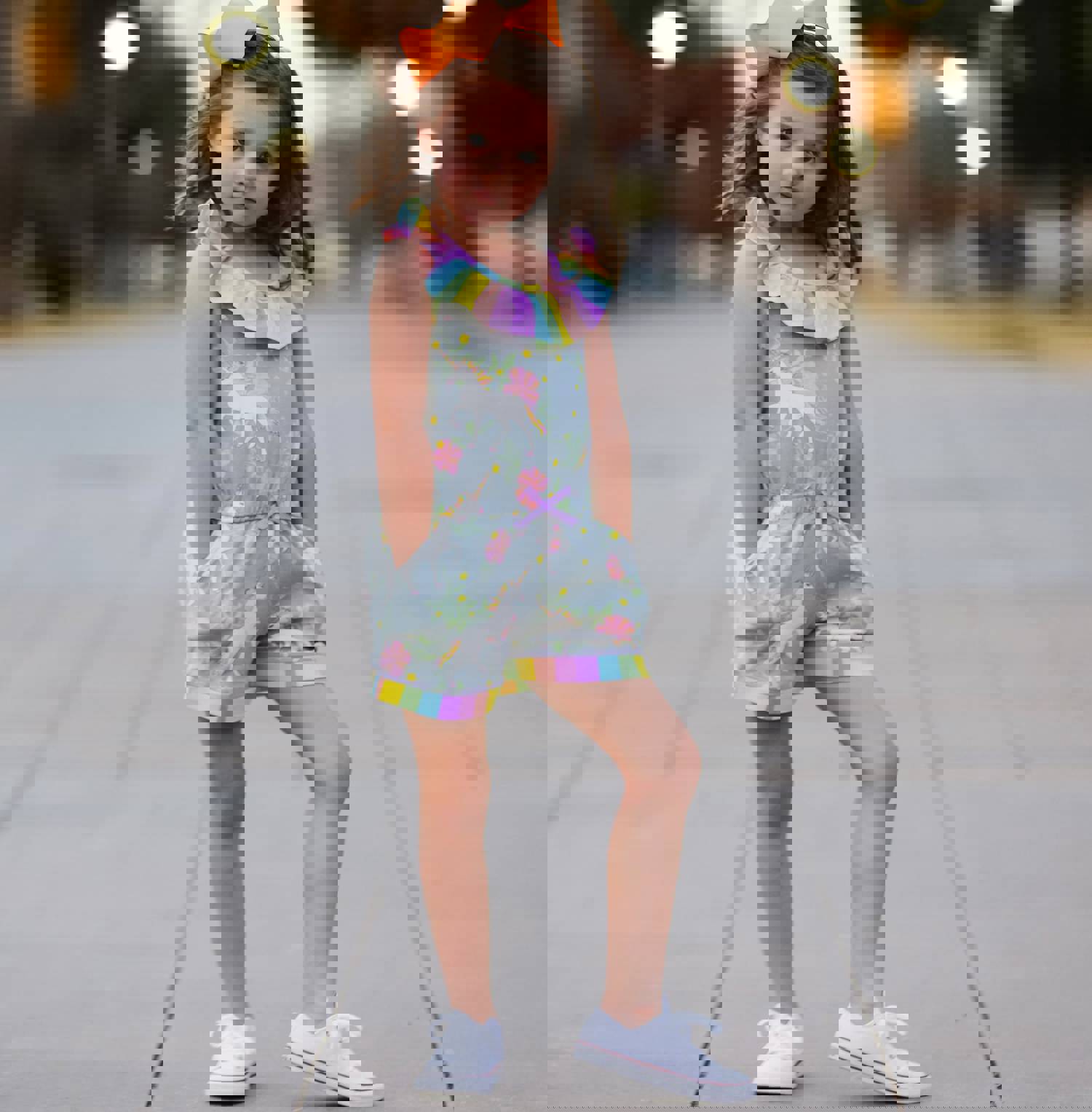 AnnLoren Little Big Girls Jumpsuit - Magical Unicorn Rainbows Spring One-Piece Boutique Clothing