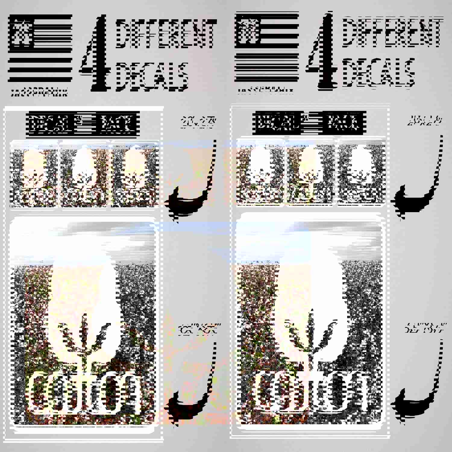 Premium Cotton Decal Pack of 4 Stickers for Trucks and Farm Vehicles