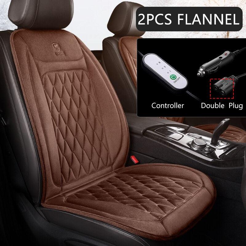 12V Heated Car Seat Cushion - Universal Flannel Car Seat Warmer with 3 Temperature Settings