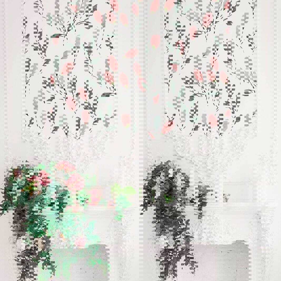 Soft Blush Floral Wall Decals - Hand-Painted Elegance