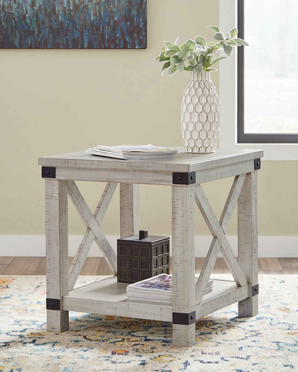 Carynhurst Rectangular End Table - Rustic Farmhouse Style with Industrial Twist
