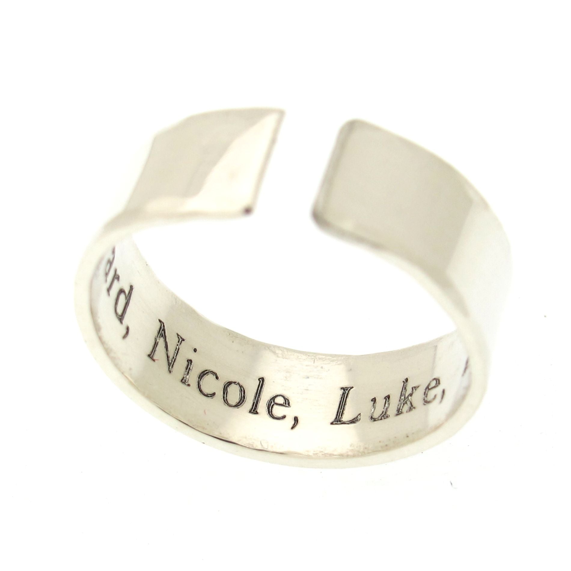 Hearts Ring - Custom Mom Gift, Personalized Sterling Silver Adjustable Ring