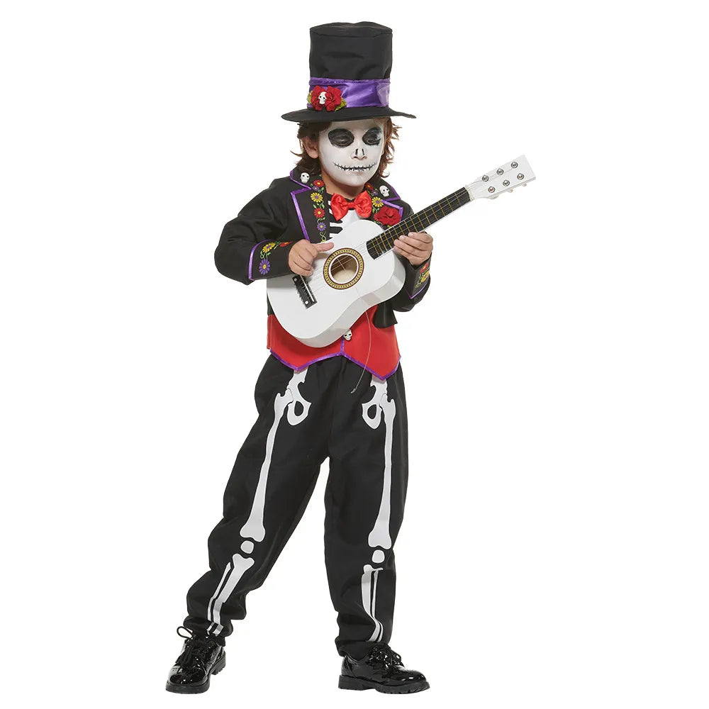 Kids Skeleton Roses Clothing Suit with Hat Scary Style