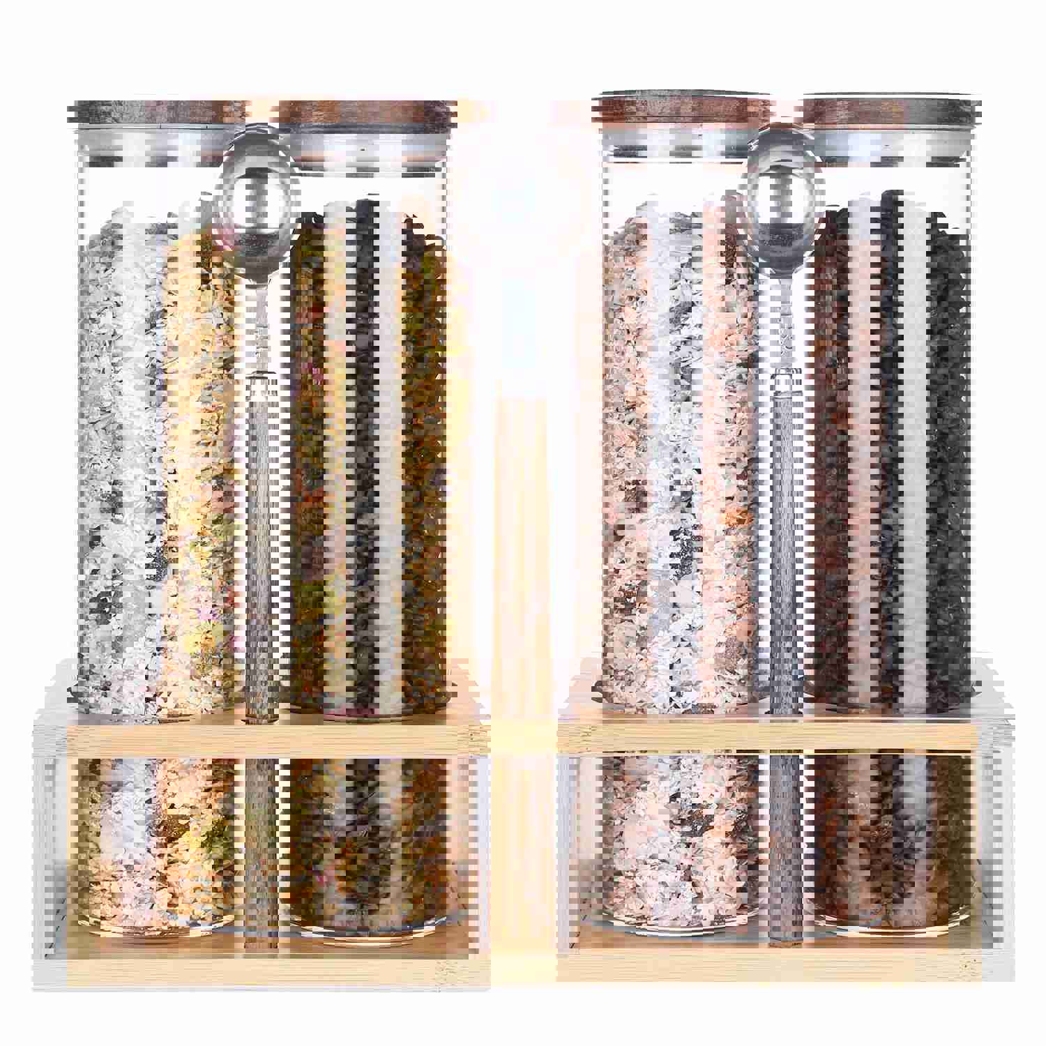 KKC HOME ACCENTS Clear Tall Glass Food Storage Canisters with Airtight Lids and Scoops