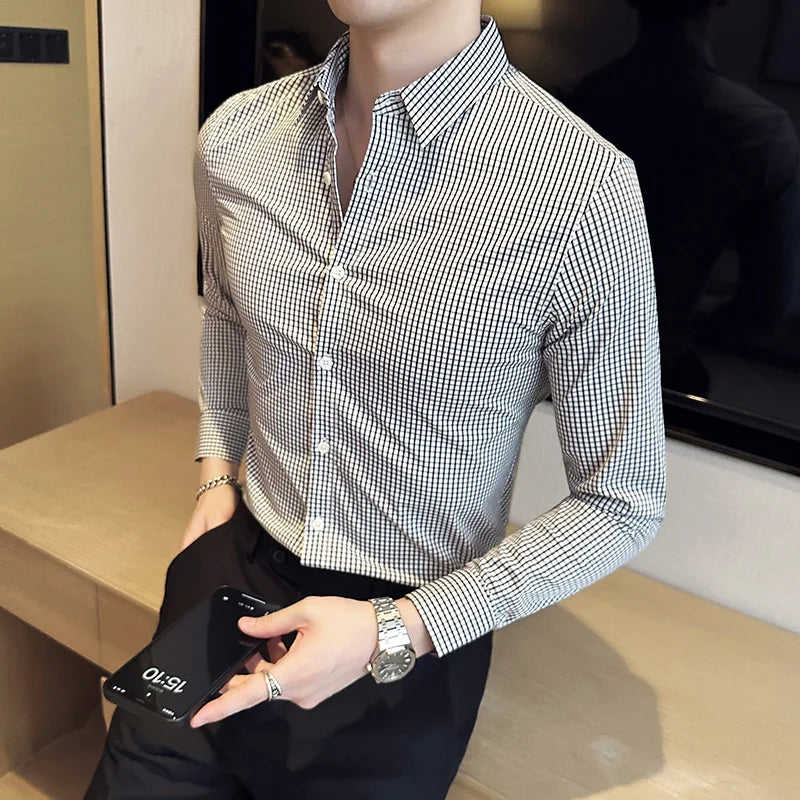 Nukty Men's Long Sleeve Stripe Dress Shirt - Slim Fit Casual & Formal Wear