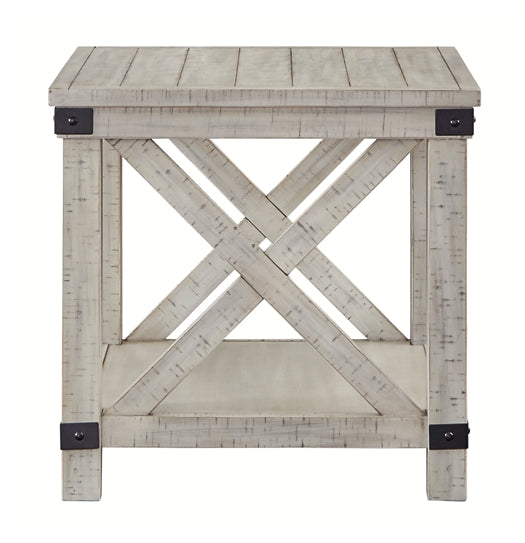 Carynhurst Rectangular End Table - Rustic Farmhouse Style with Industrial Twist