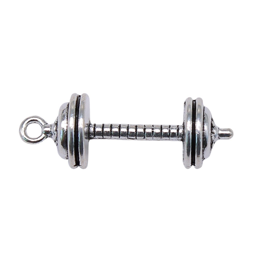 WYSIWYG 4pcs 34x11x11mm Barbell Charms Antique Silver Color Pendant Charms Jewelry Findings