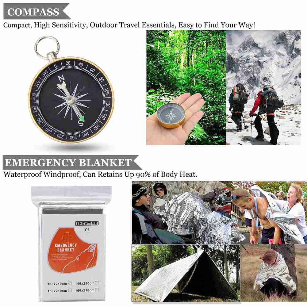 Monoki 9-In-1 Compact Outdoor Survival Gear Kit with Gift Box
