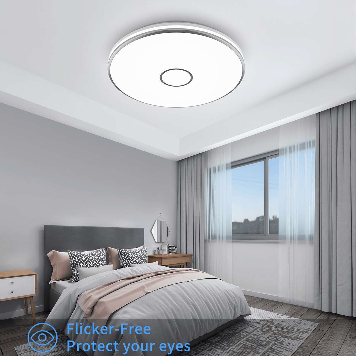 Ultra-Bright 15-Inch Square LED Flush Mount Ceiling Light - 40W, 3800 Lumens, 5000K Daylight, IP44 Waterproof