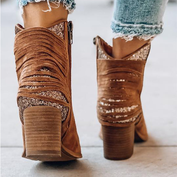 Corashoes Daily Suede Pointed Toe Ankle Boots