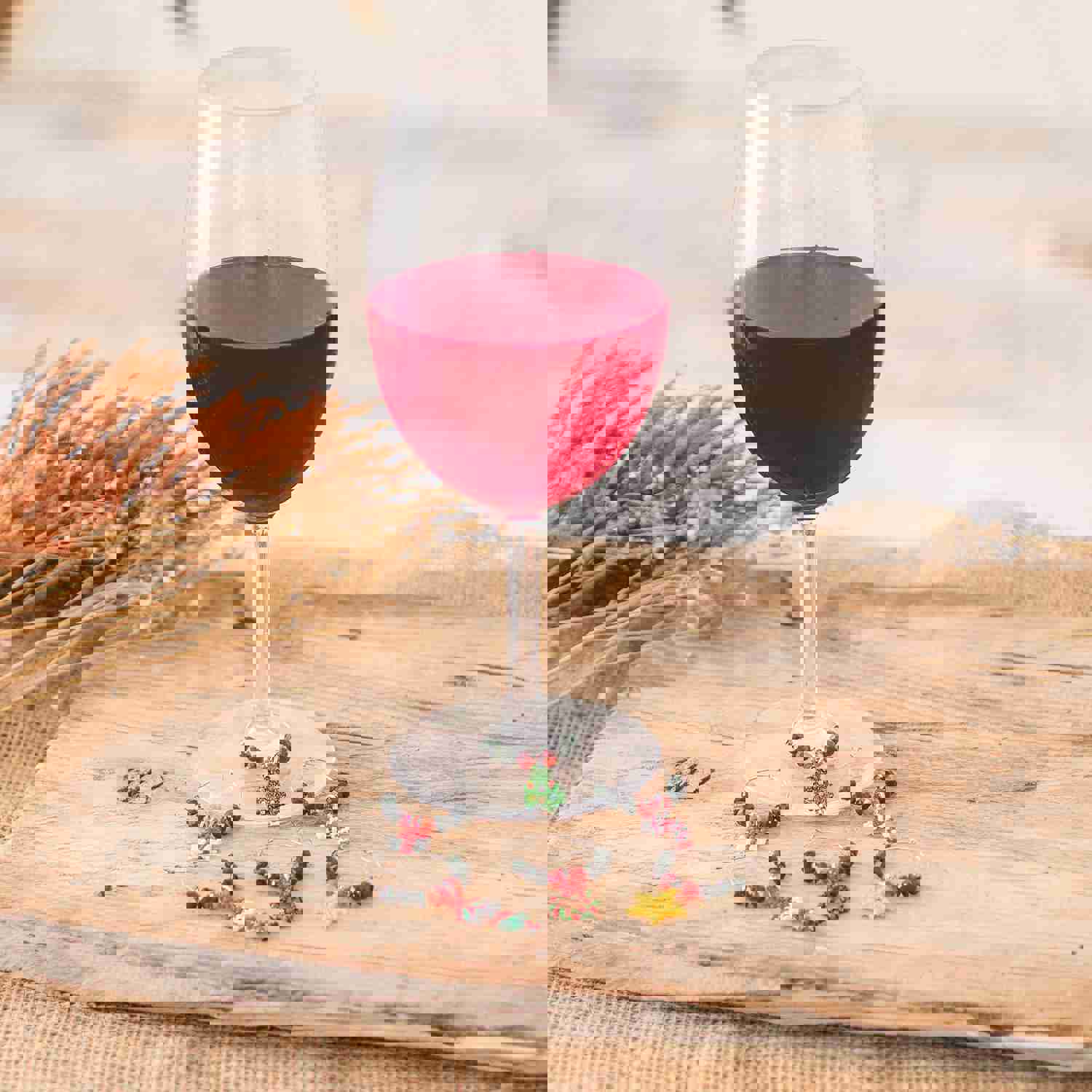 Set of 6 Christmas-Themed Handmade Glass Beaded Drink Tags - Refreshing Holidays | NOVICA