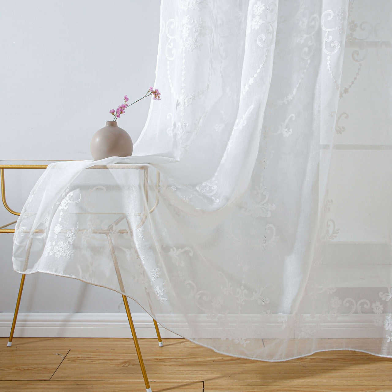 White Sheer Curtain Panels - Dolce Mela - Idra 60x100H