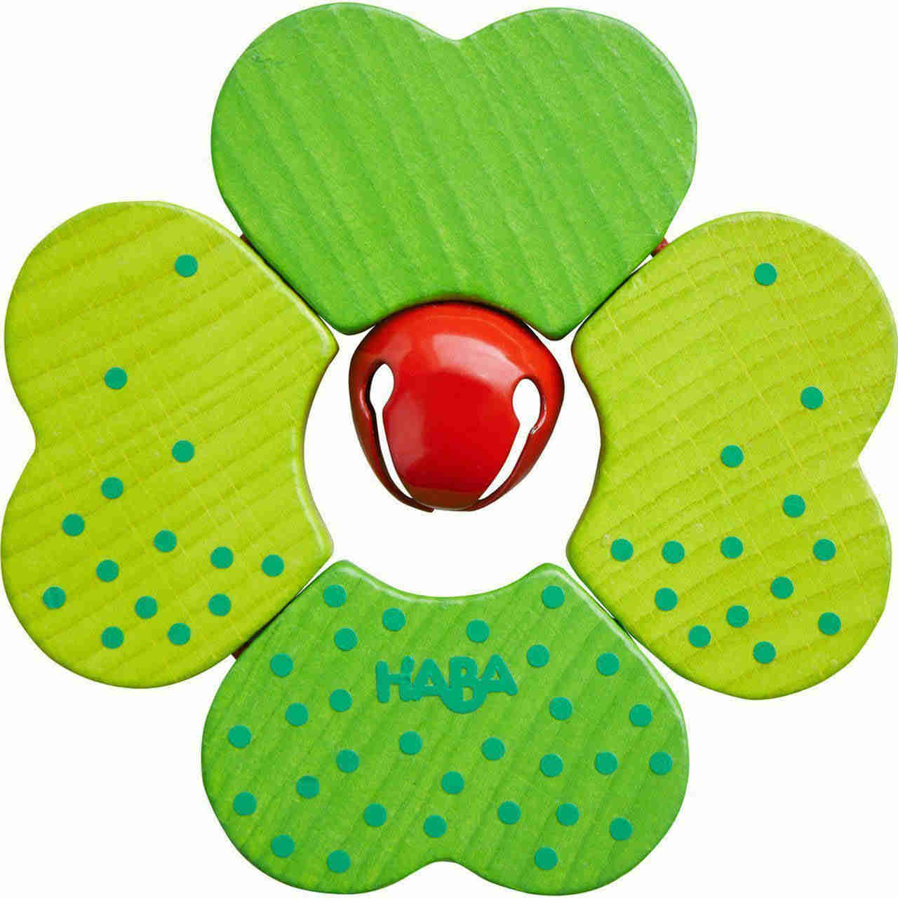 Haba Clutching Toy Shamrock - Wooden Baby Toy with Jingle-Bell Sound