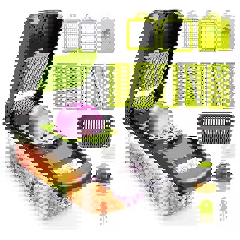 12 in 1 Multifunctional Vegetable Slicer Cutter Shredder with Basket