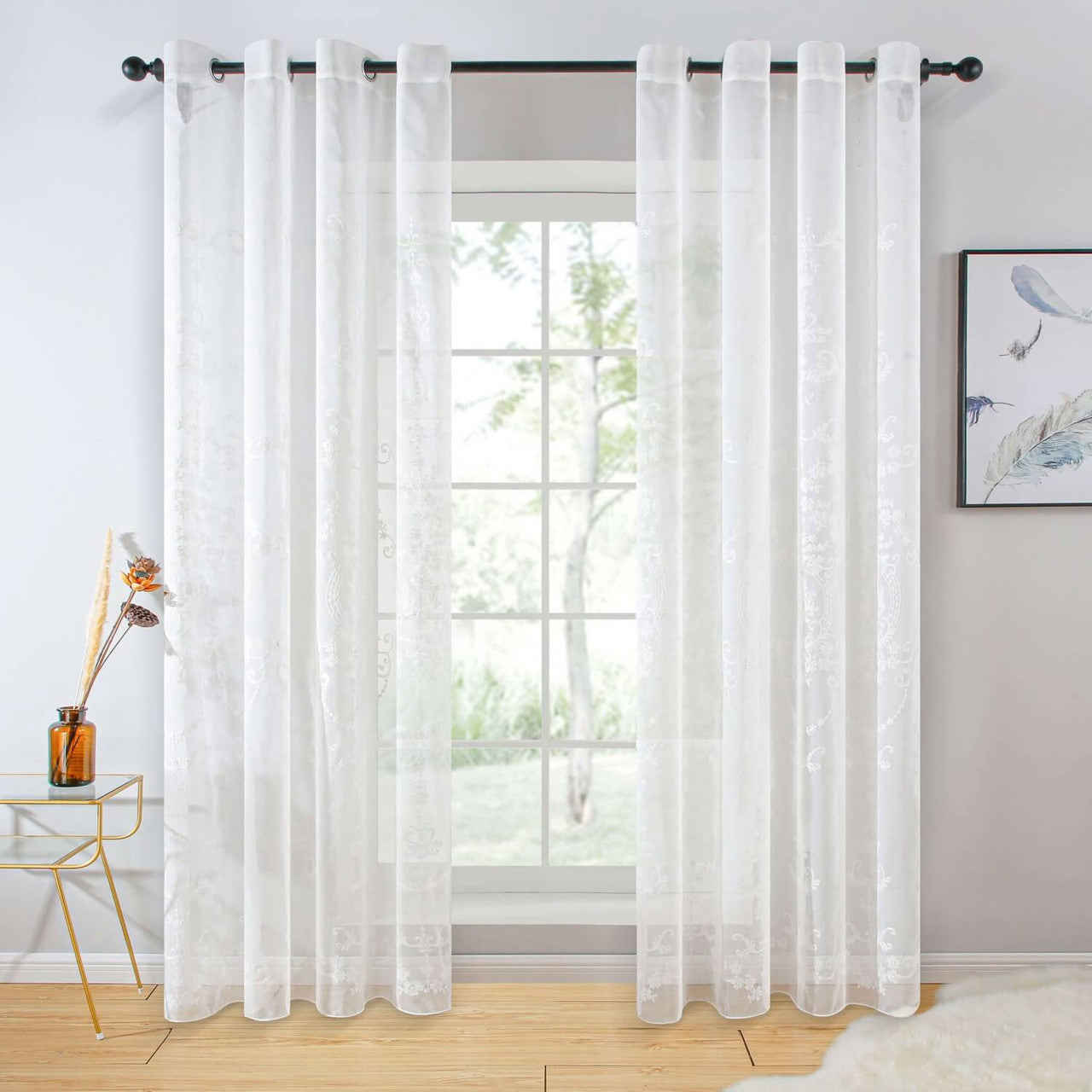 White Sheer Curtain Panels - Dolce Mela - Idra 60x100H