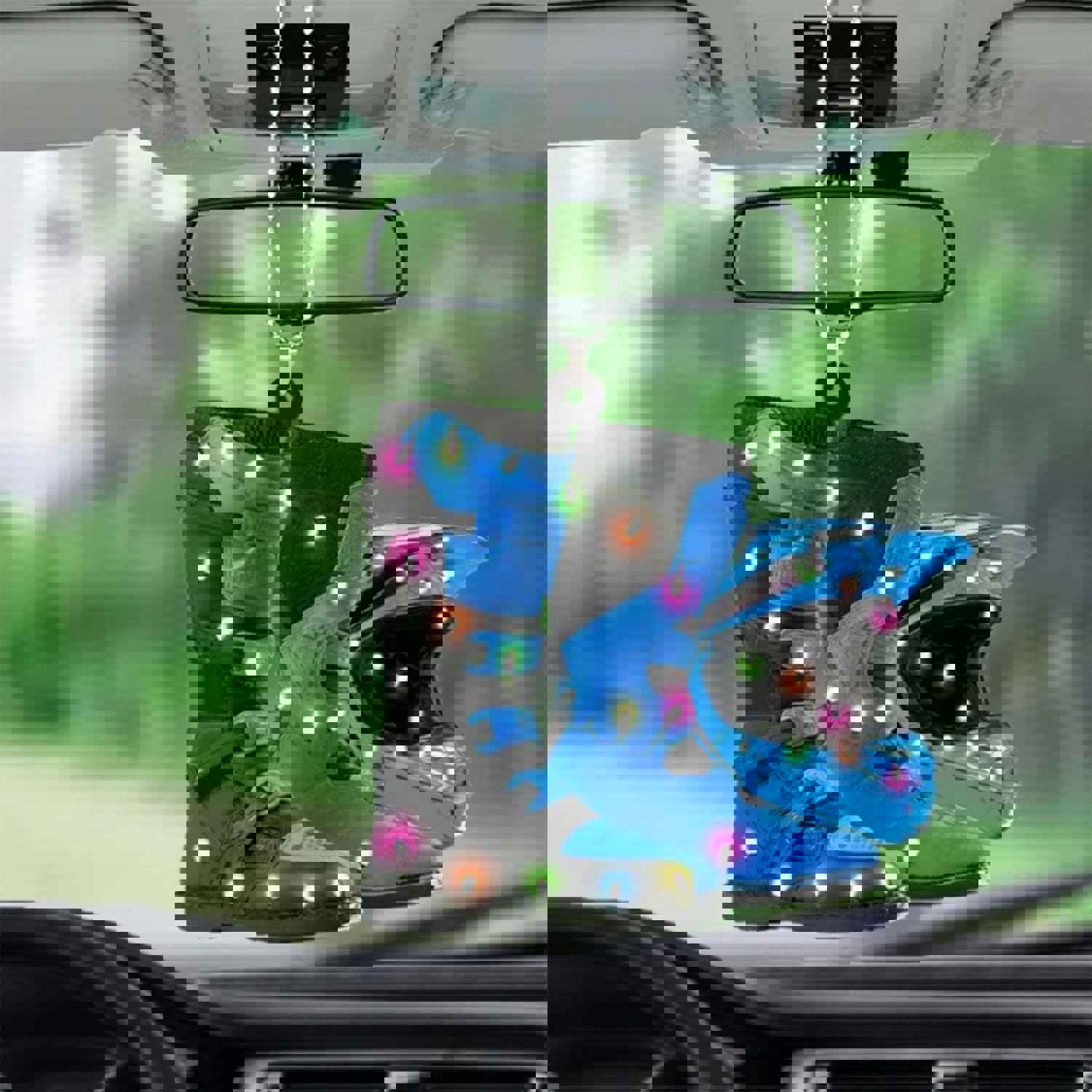 Creative Motor Boots Helmet Christmas Hanging Ornament for Car Rear View Mirror Decoration