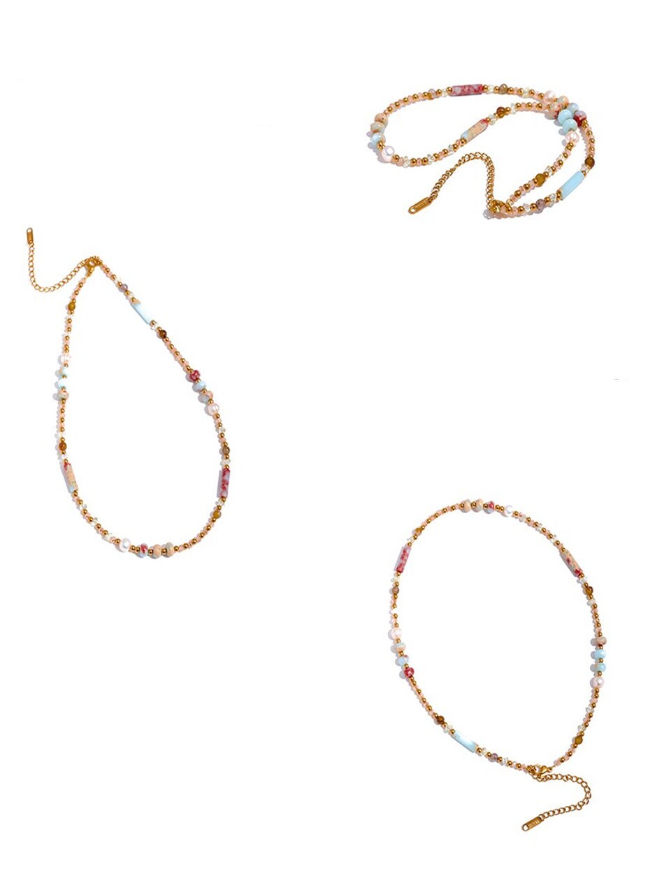 Desert Jasper Gemstone Necklace with 18K Gold PVD