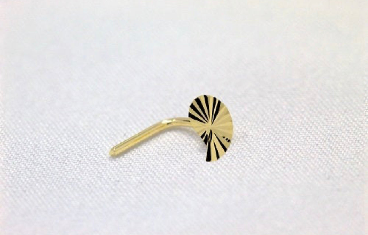 Teeny Tiny Gold Nose Stud - 14K Gold L-Bend Nose Screw with CZ Diamond Fishtail