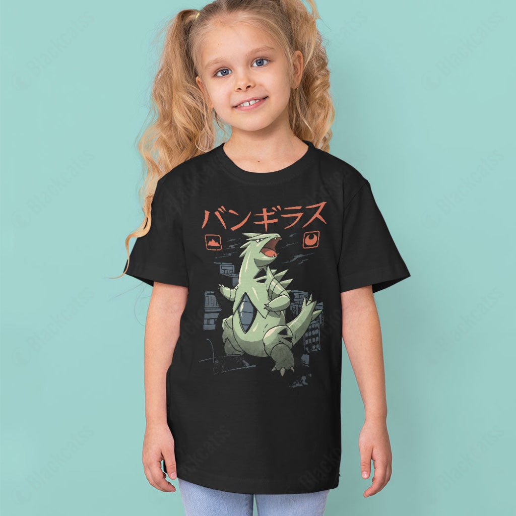 PKM Tyranitar Rock Kaiju Kid Custom Graphic T-Shirt