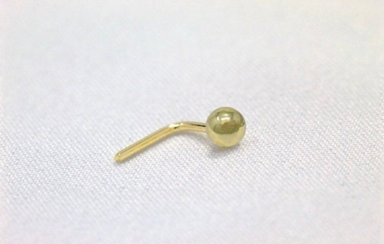 Teeny Tiny Gold Nose Stud - 14K Gold L-Bend Nose Screw with CZ Diamond Fishtail