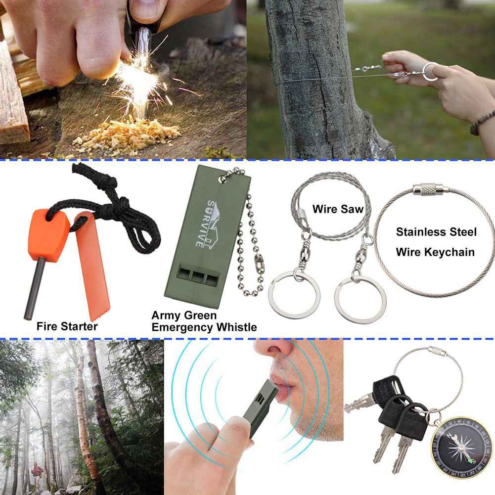 Monoki 9-In-1 Compact Outdoor Survival Gear Kit with Gift Box