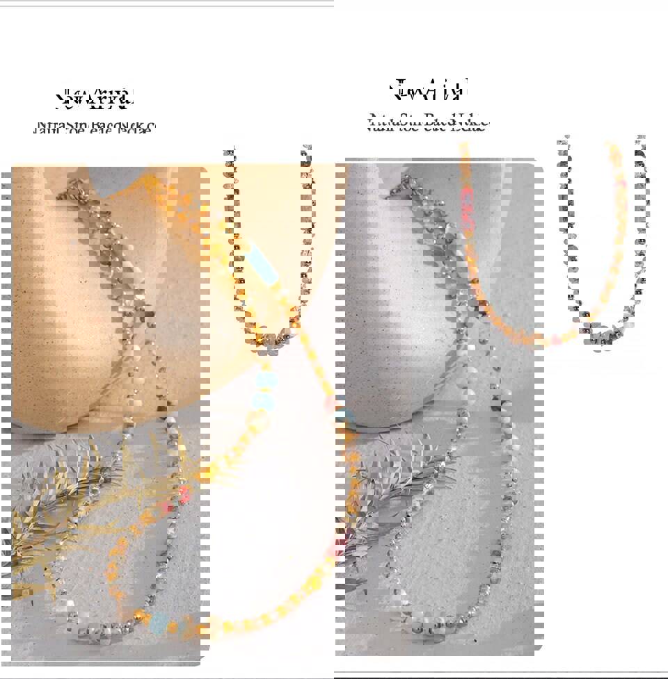 Desert Jasper Gemstone Necklace with 18K Gold PVD