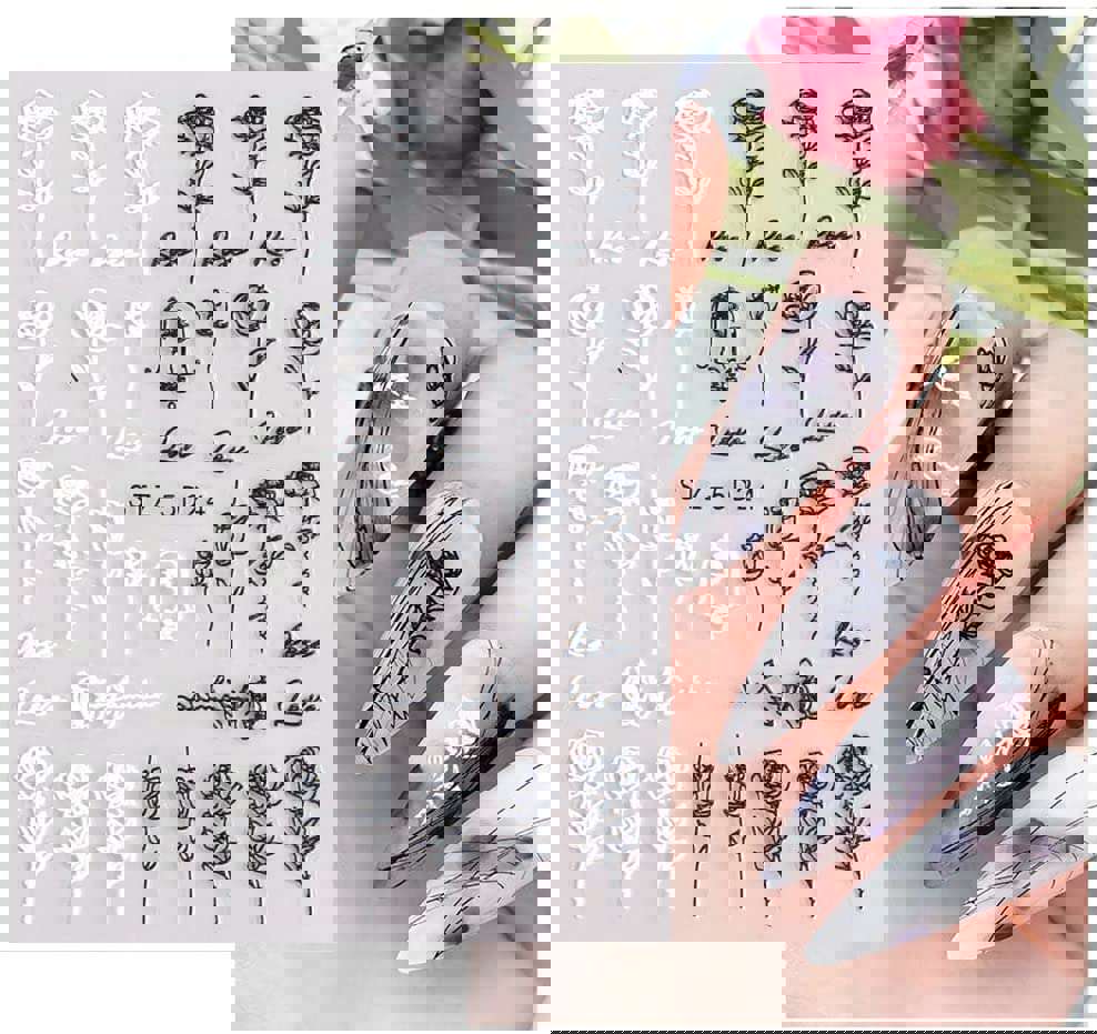 5D Exquisite Embossed Leaves Nail Art Stickers - 4 Sheets (White, Black, Purple, Pink, Foliage Design)