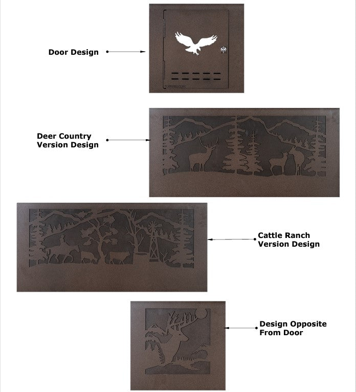 The Outdoor Plus Rectangle Outback Fire Pit - Deer County Design with Free Cover