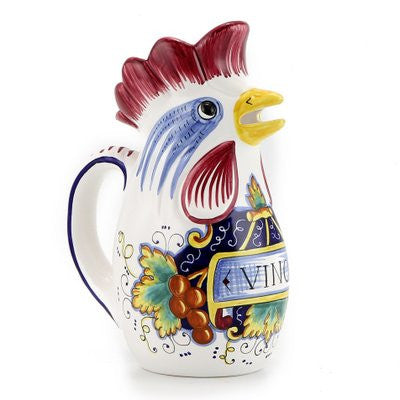 IN VINO VERITAS: Traditional Italian Rooster of Fortune Wine Pitcher (1.5 Liter)