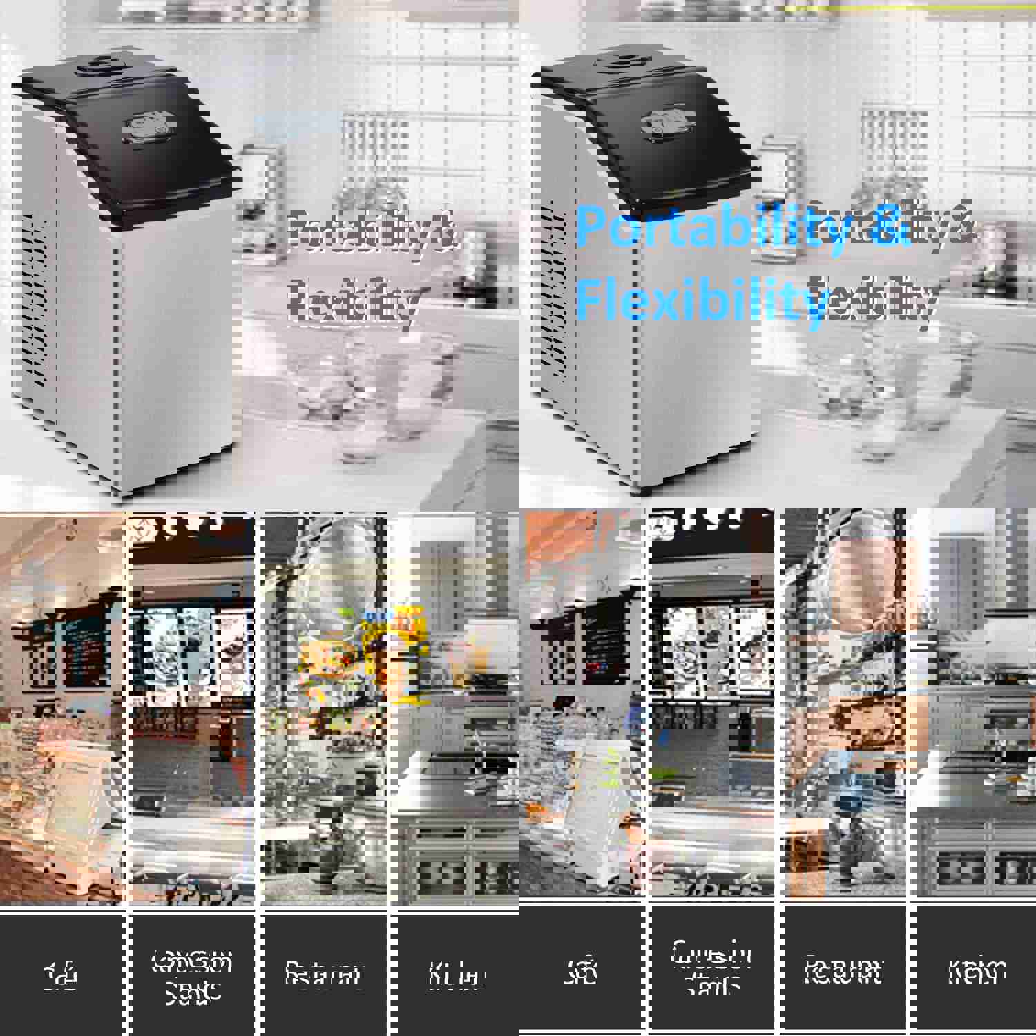 Portable Counter-top Ice Maker Machine - 24 Clear Ice Cubes in 12 Minutes, 40 lbs/24H