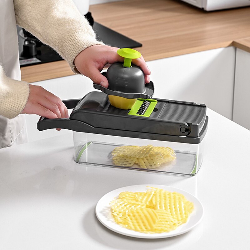 12 in 1 Multifunctional Vegetable Slicer Cutter Shredder with Basket