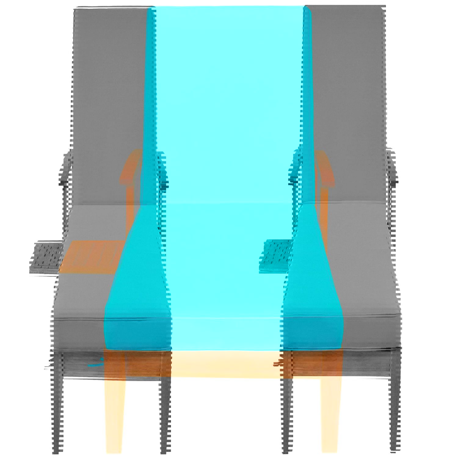 TOPMAX Outdoor Solid Wood 78.8 Chaise Lounge Patio Reclining Daybed with Cushion, Wheels and Sliding Cup Table