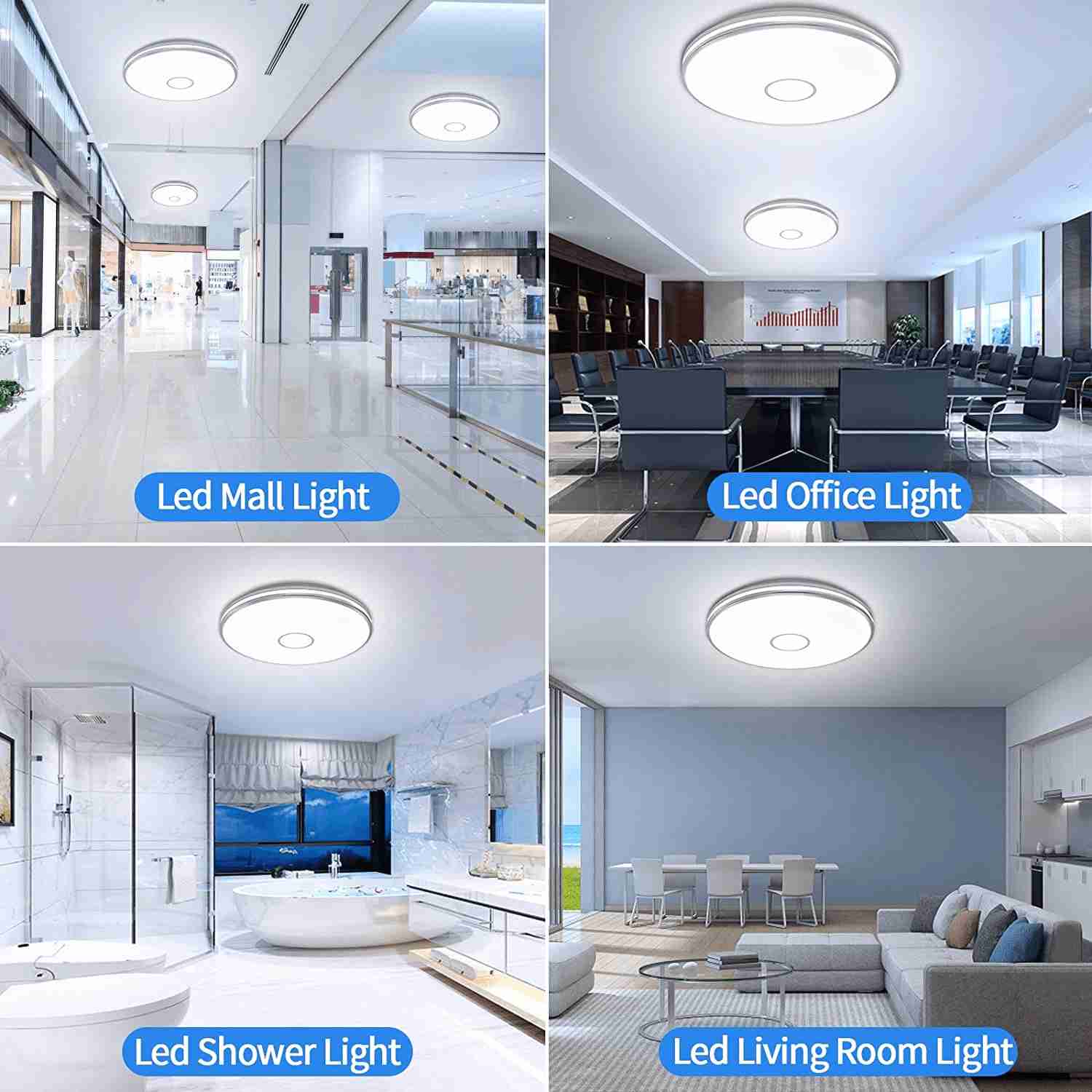 Ultra-Bright 15-Inch Square LED Flush Mount Ceiling Light - 40W, 3800 Lumens, 5000K Daylight, IP44 Waterproof