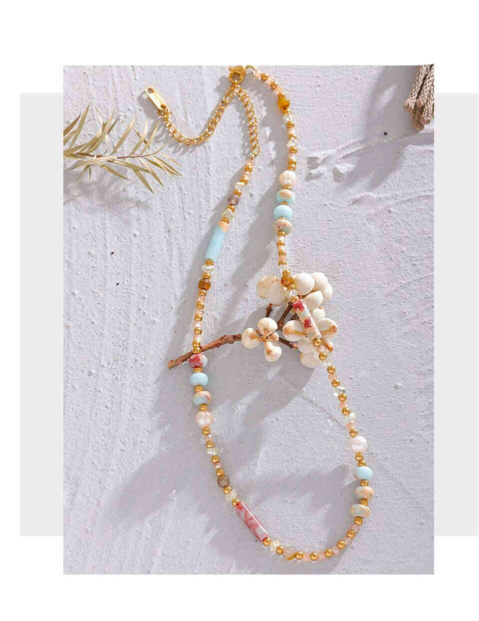 Desert Jasper Gemstone Necklace with 18K Gold PVD